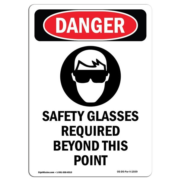 Signmission OSHA Sign, Glasses Required, 14in X 10in Decal, 10" W, 14" H, Portrait, OS-DS-D-1014-V-1559 OS-DS-D-1014-V-1559